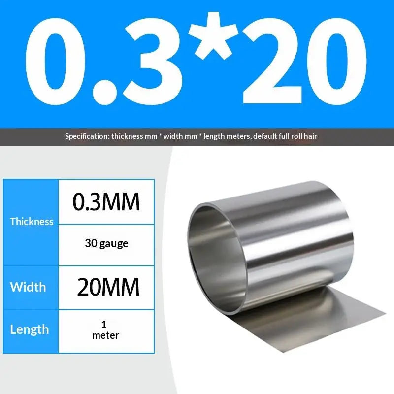 304 Stainless Steel Strip Sheet Foil 1M | 0.03–0.5mm Thick