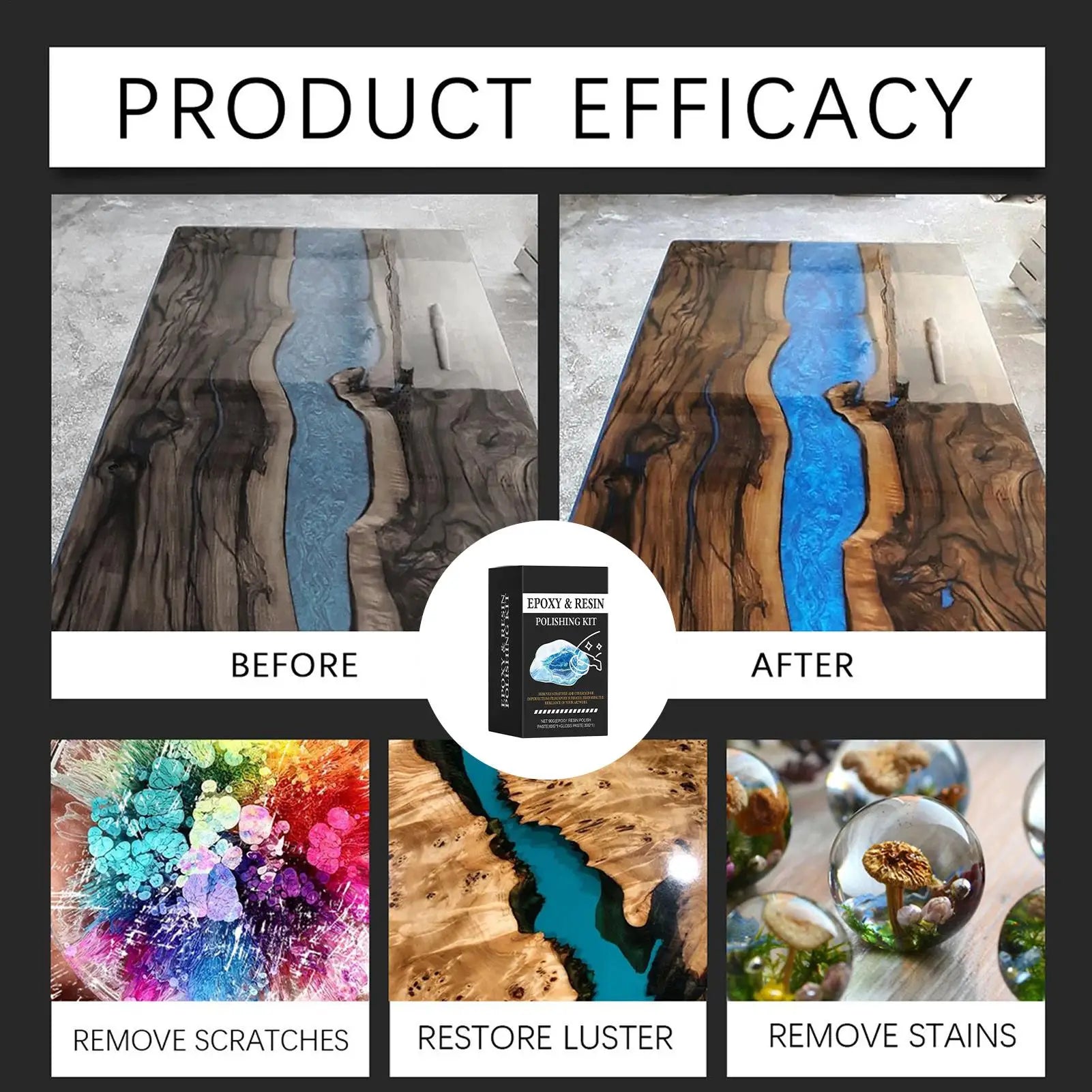 Epoxy Resin Polishing Kit Luster Restoration Cream Epoxy Scratch Polishing Compound for Homeowners Beginners Art Projects Table Peaceful Pleasures Health and Wellness