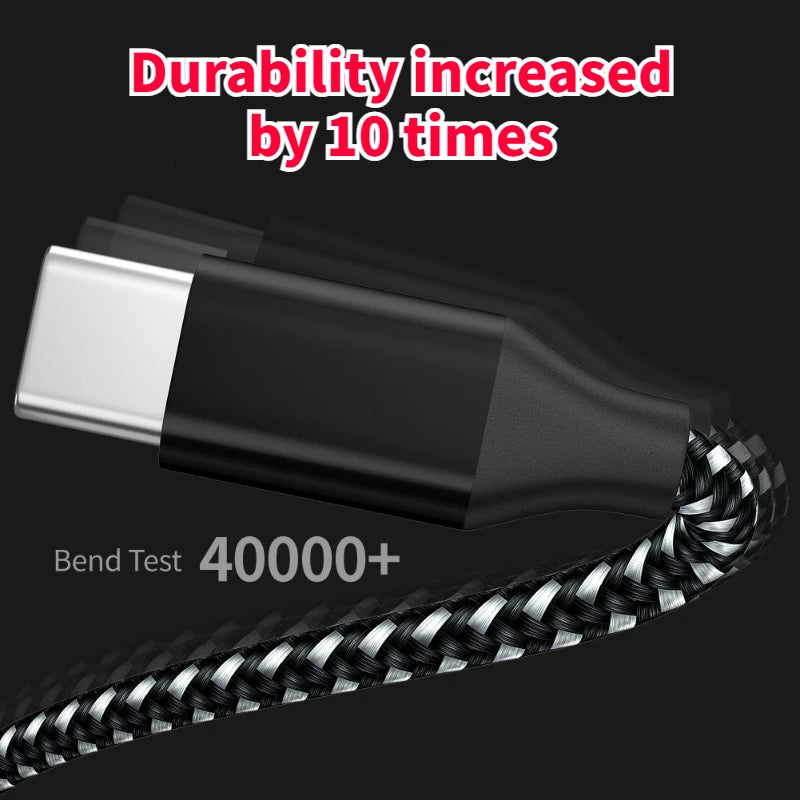 USB To Type-C Nylon Data Cable Supports 10A Ultra-Fast Charging 1m/3m Pptional Both Electrical Charging And Data Transmission Peaceful Pleasures Health and Wellness