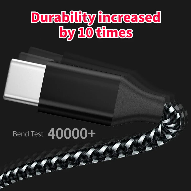 USB-A to USB-C Nylon Cable 10A Fast Charging – 1m & 3m