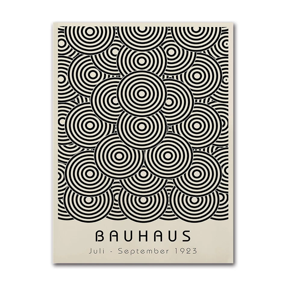 Abstract Bauhaus Style Geometric Wall Art Posters Prints Picture Vintage Black Beige Line Canvas Paintings For Modern Home Decor Peaceful Pleasures Health and Wellness 60536-08 50x70cm Unframed