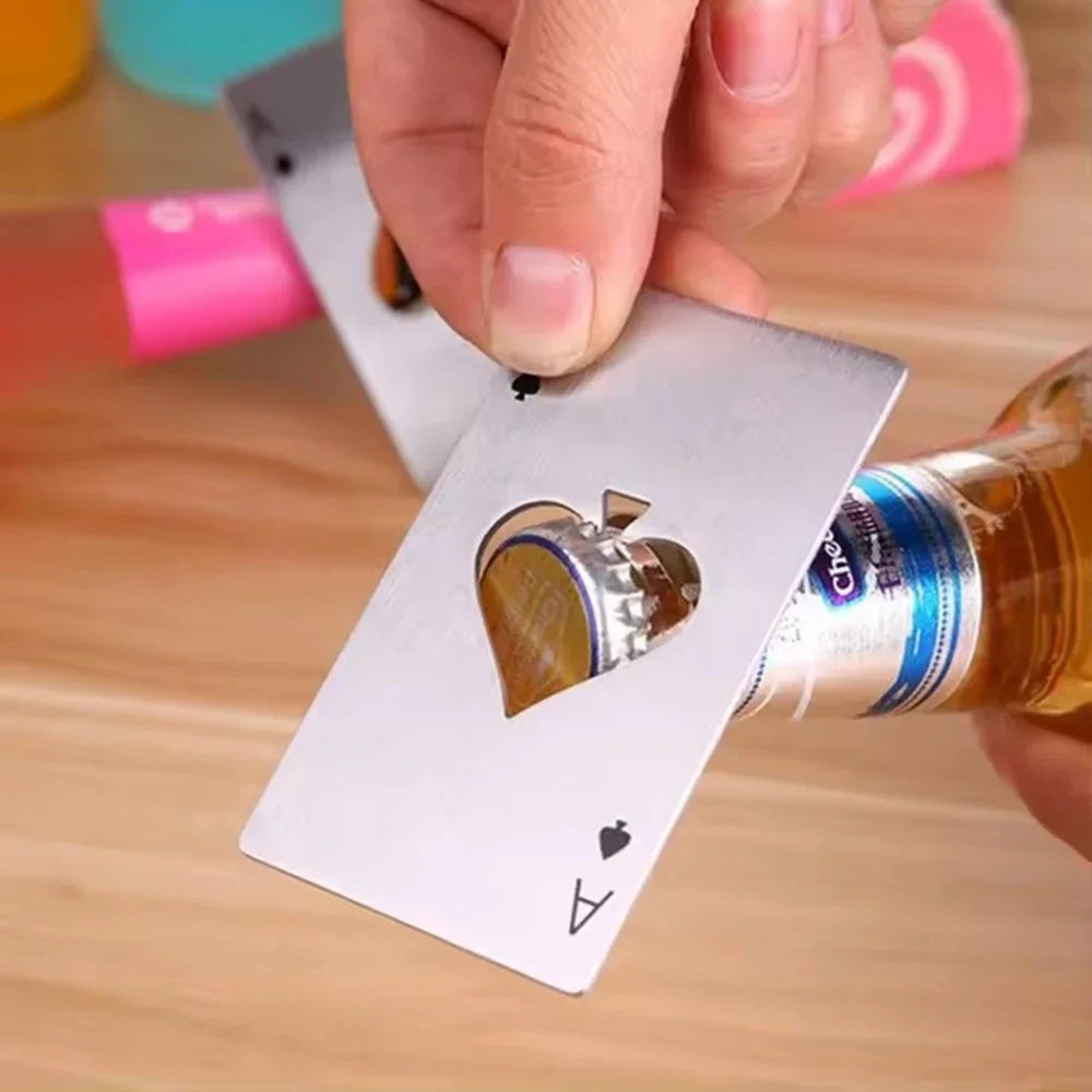 Stainless Steel Playing Card Bottle Opener | Spades Bar Tool