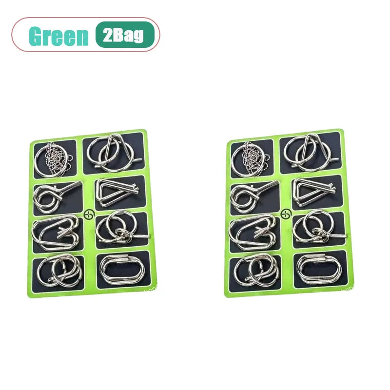 8-Piece Metal Interlocking Rings Brain Teaser Puzzle IQ Set