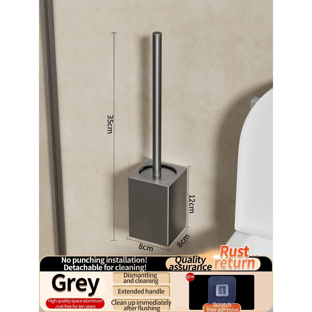 No-Drill Bathroom Toilet Shelf & Brush Holder | Aluminum