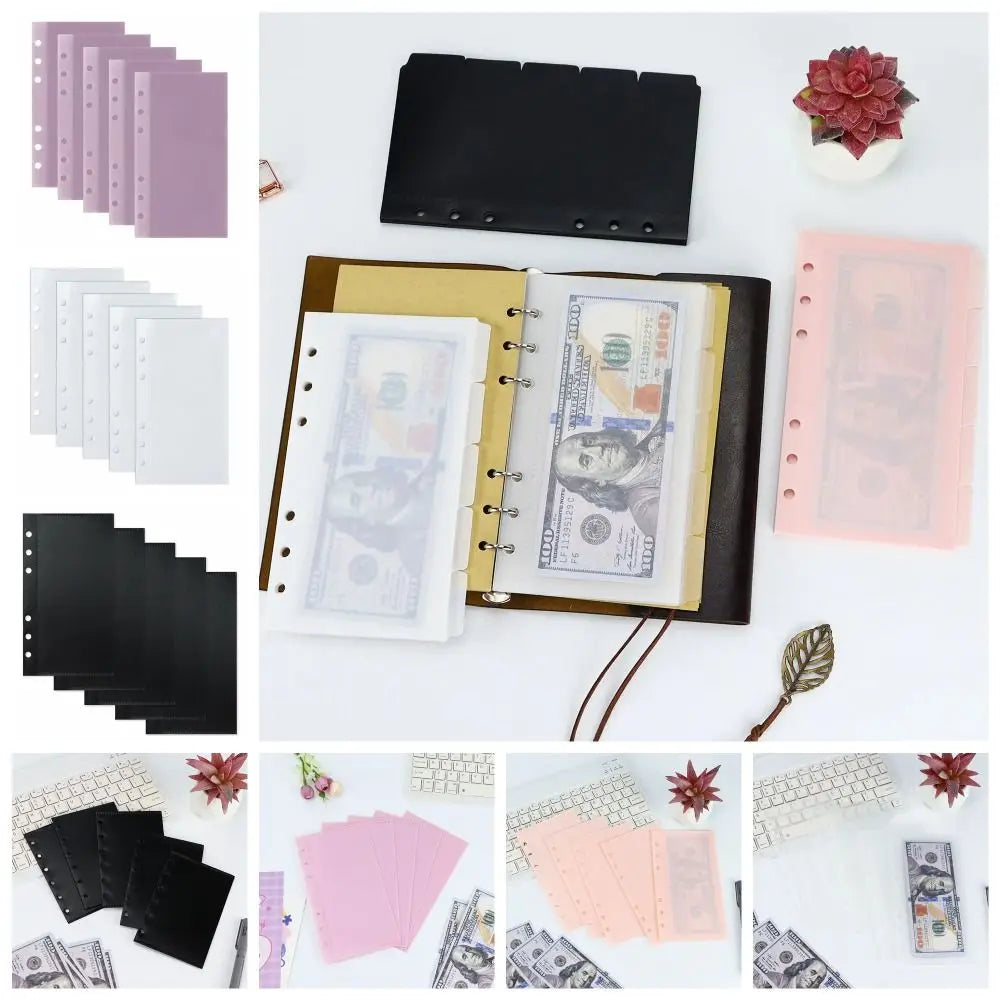 5pcs A6/A7 Binder Folders Inner Page 6 Hole Colorful Idol Photo Card Holder Budget Sheet PP Loose Leaf Inside Paper Peaceful Pleasures Health and Wellness