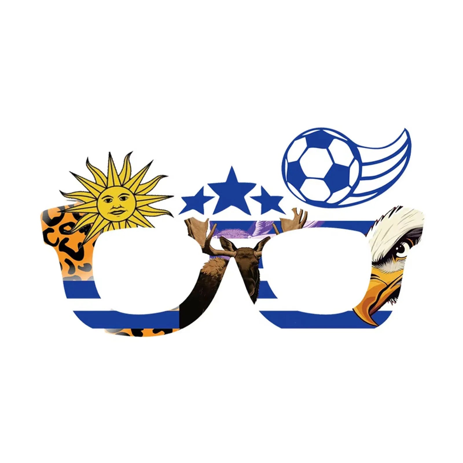 2026 Football Competition Football Costume Glasses Novelty Fun Eyeglasses Soccer Fans Cheering Props for Cheerleading Peaceful Pleasures Health and Wellness Uruguay Version