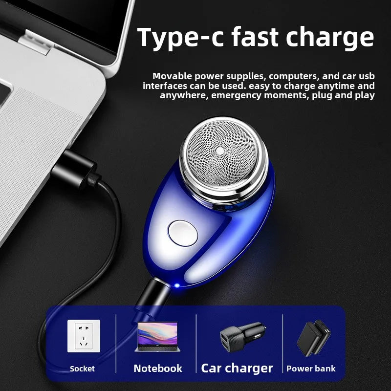 Men's Mini Shaver Waterproof Razors Machine with USB Charging Portable Electric Razor Essential Beard Trimmer for Outdoor Travel Peaceful Pleasures Health and Wellness