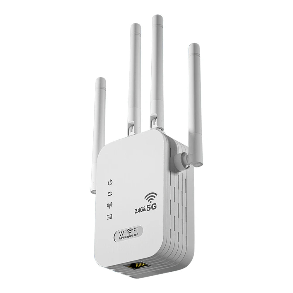 1200Mbps Wireless WiFi Repeater with WAN/LAN Port Dual-Band 2.4GHz/5GHz Wi-Fi Signal Booster 4 Antennas for Home Small Office Peaceful Pleasures Health and Wellness 1200M US Plug