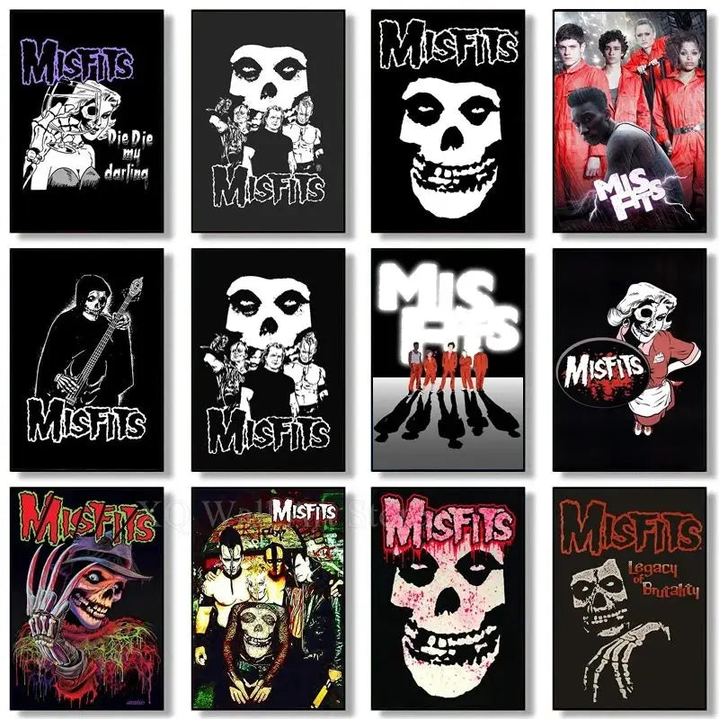 Misfits Hot Poster Horror Punk Rock Music Canvas Painting Wall Art Picture Retro Posters Prints for Bedroom Bar Club Home Decor Peaceful Pleasures Health and Wellness