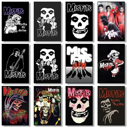 Misfits Hot Poster Horror Punk Rock Music Canvas Painting Wall Art Picture Retro Posters Prints for Bedroom Bar Club Home Decor Peaceful Pleasures Health and Wellness