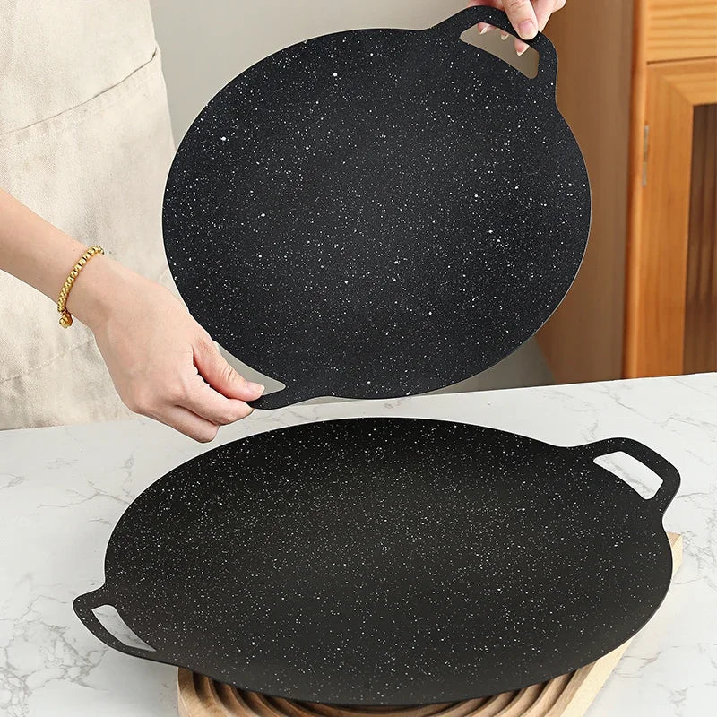 Roasting Round Pans Korean Aluminum Nonstick Grill Top Griddle Pan Bbq Fry Grill Outdoor Cast Iron Barbecue Griddles Grill Pans Peaceful Pleasures Health and Wellness