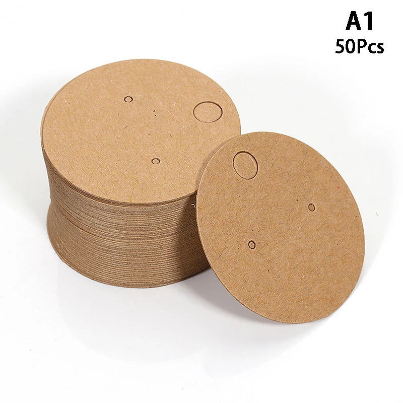 50pcs Round Kraft Paper Earring Display Cards | Jewelry Hanging Tags