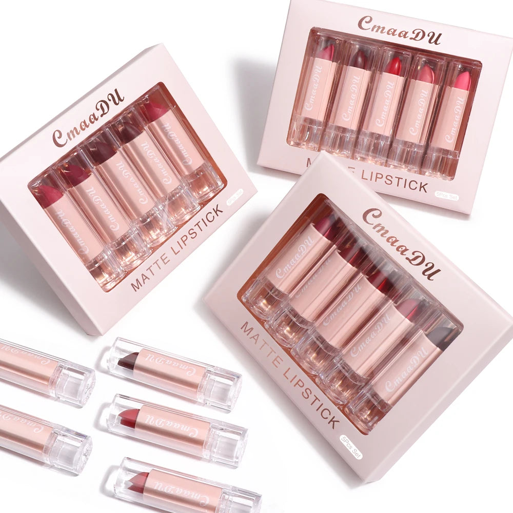 5pcs lipstick set, a variety of colors to choose from, easy to apply, non-stick cup, to create exquisite makeup Peaceful Pleasures Health and Wellness
