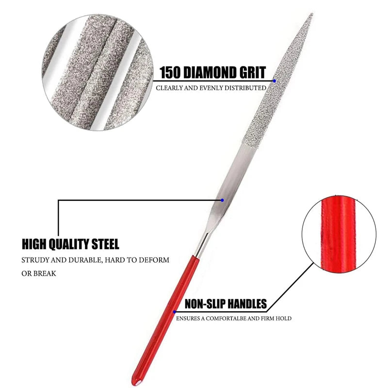 10Pcs Diamond Needle File Set 3x140mm Mini Needle File Kit For Stone Glass Metal Carving Craft Hand Tools Needle File Set Peaceful Pleasures Health and Wellness