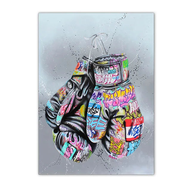 Graffiti Street Art Canvas Print | Love Kiss Hand Gestures Poster
