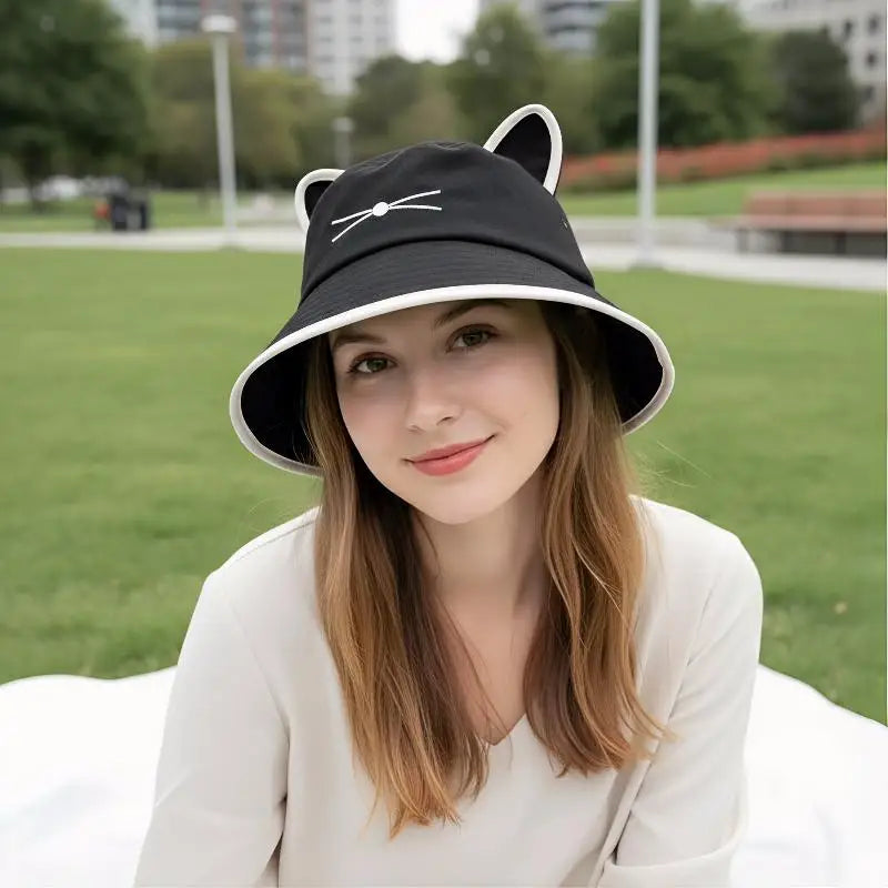 Cat Ear Bucket Hat – Women's Wide Brim UV Sun Hat