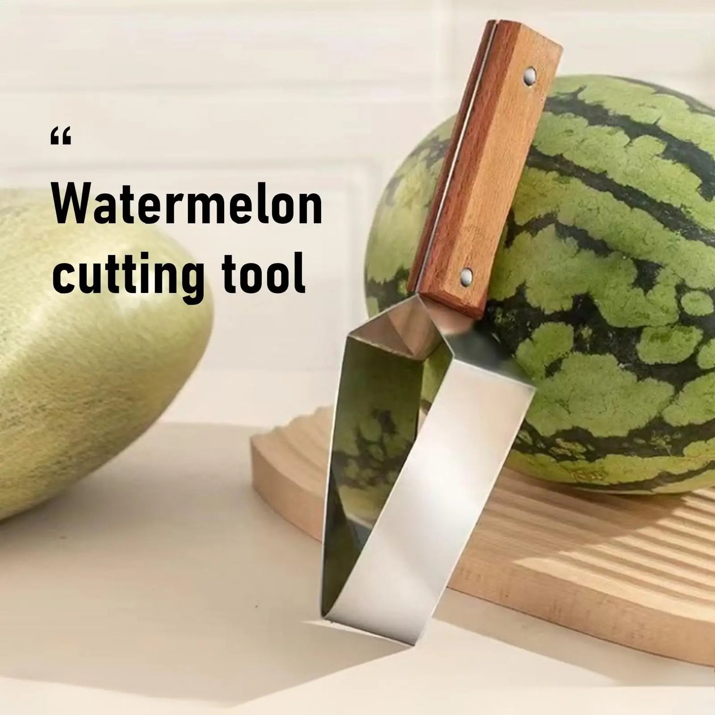 Triangle Watermelon Slicer – Stainless Steel & Wooden Handle