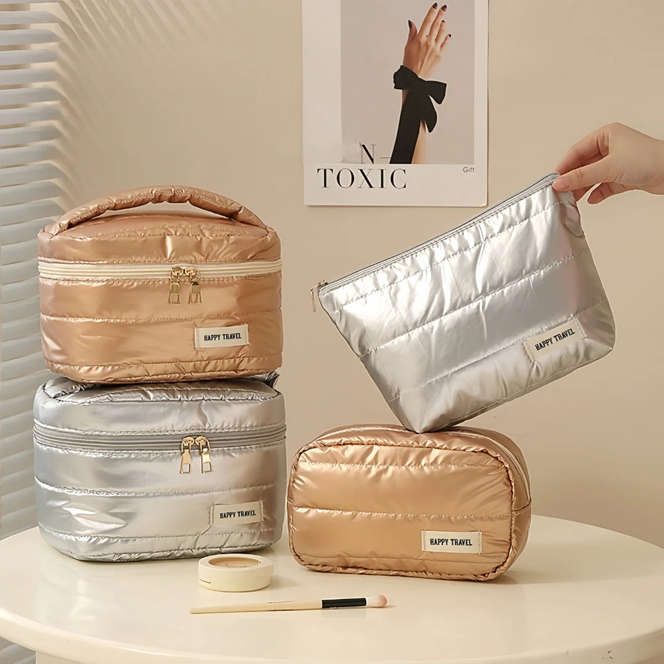 Large Travel Makeup Bag – Waterproof Cosmetic Organizer