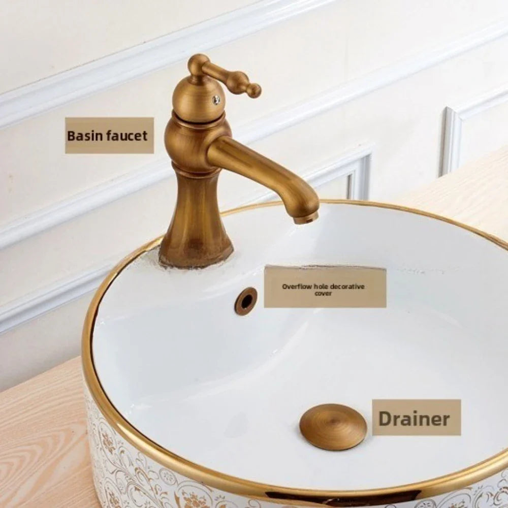 Brass Round Bottle P-Trap 1-1/4" with Pop-Up Drain – Antique Kit