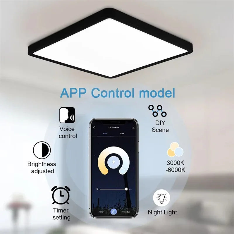 RUNTOIN 24W-36W Ultra-Thin Square LED Flush Mount Ceiling Light