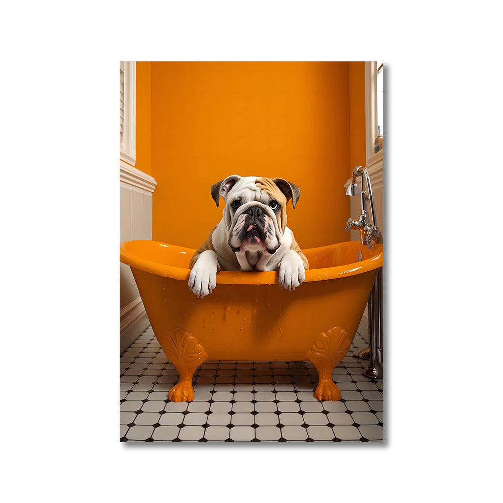 Funny Animals Toilet Canvas Painting Prints Gorilla Elephant Cat Dog Wall Poster Picture for Bathroom Room Home Decoration Peaceful Pleasures Health and Wellness