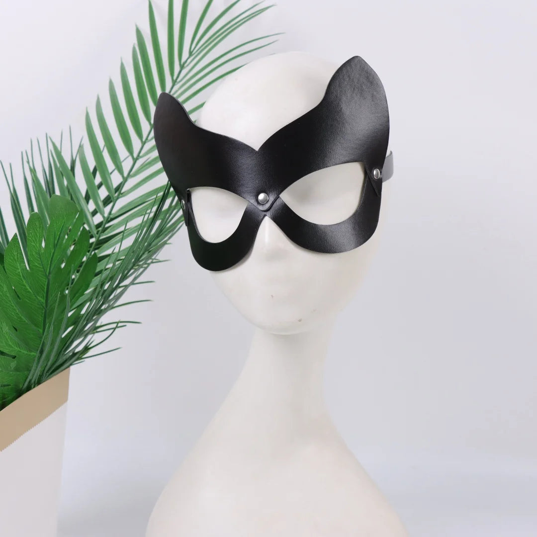 Black Gothic Harajuku Punk Sexy Cat PU Leather Eye Mask Masquerade