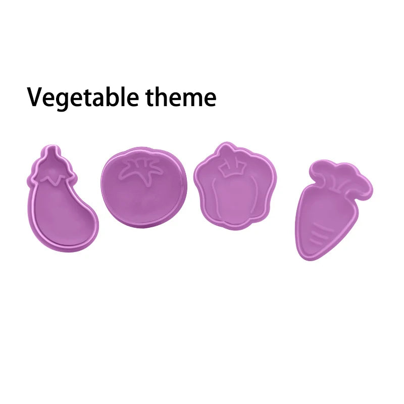 4-Piece 3D Cartoon Cookie Stamp & Cutter Mold Set – DIY Biscuit Baking Molds