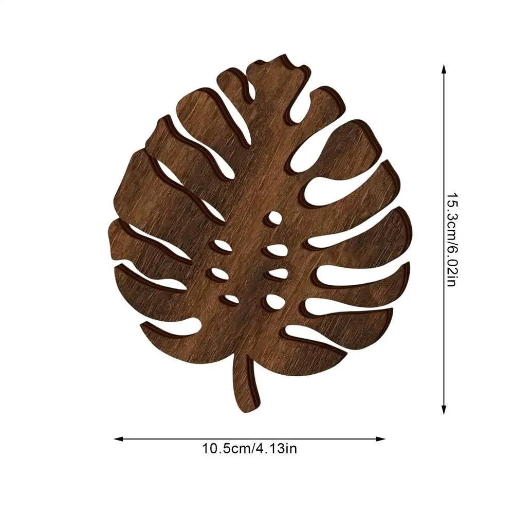Monstera Wooden Coasters Set of 3 – Heat-Resistant Trivets