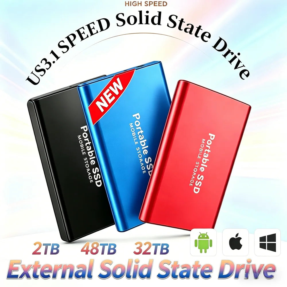 Portable External SSD 4TB USB 3.2 Type-C High-Speed Storage