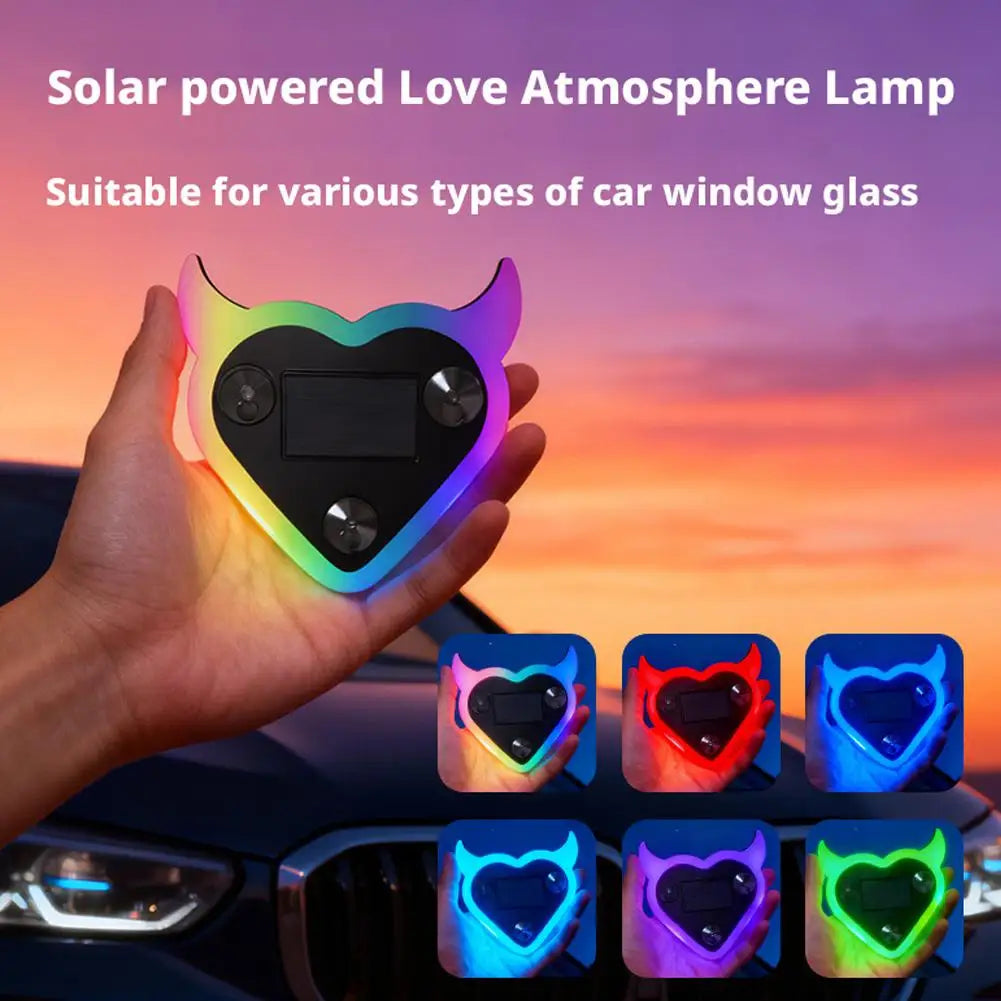 Solar Heart LED Car Ambient Neon Light | USB Rechargeable