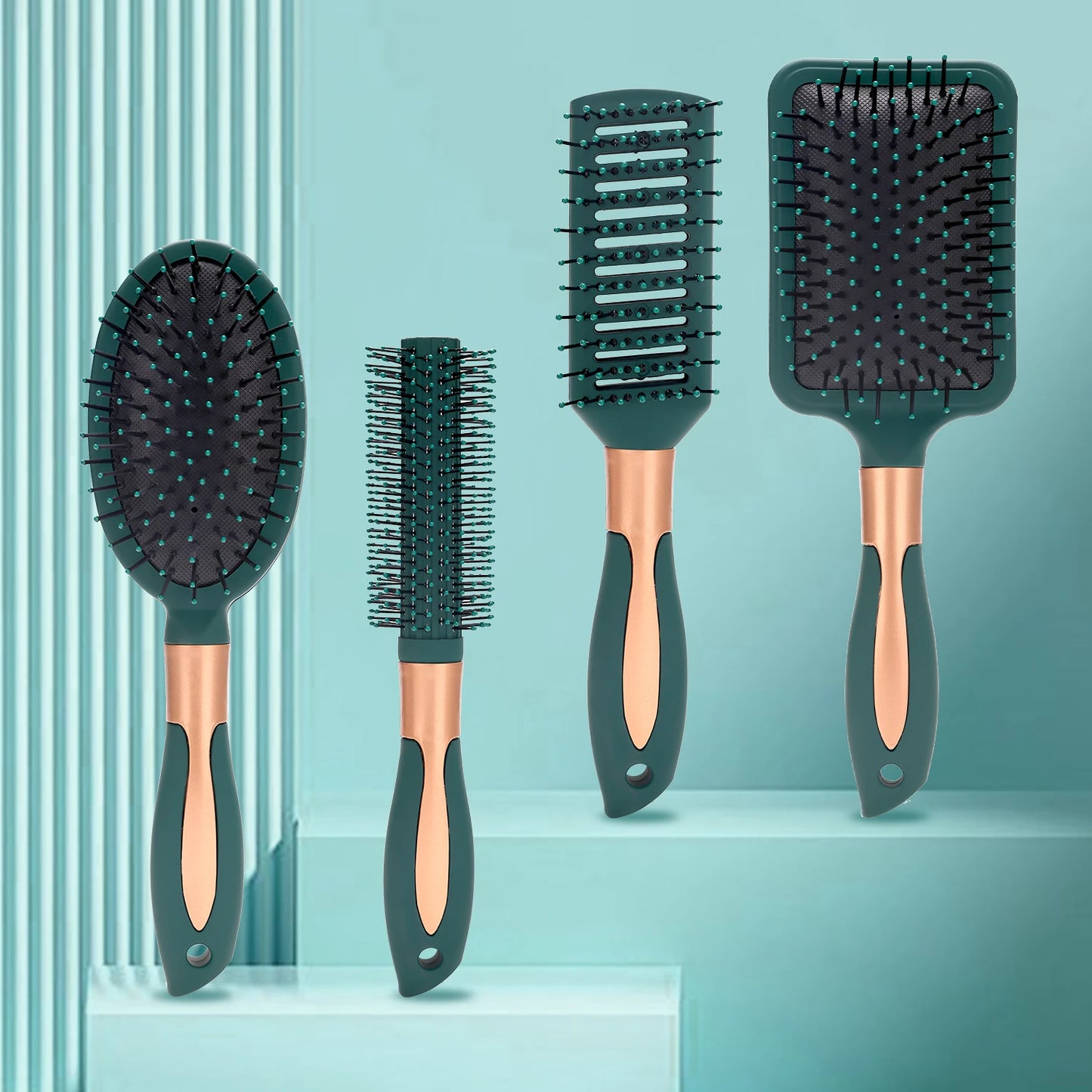 Massage Oval Comb Hair Brush Set Anti Static With Silicone Cushion Base Detangling Brush Round Hair Brush Vent Hair Brush Peaceful Pleasures Health and Wellness