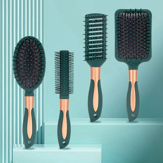 Massage Oval Comb Hair Brush Set Anti Static With Silicone Cushion Base Detangling Brush Round Hair Brush Vent Hair Brush Peaceful Pleasures Health and Wellness
