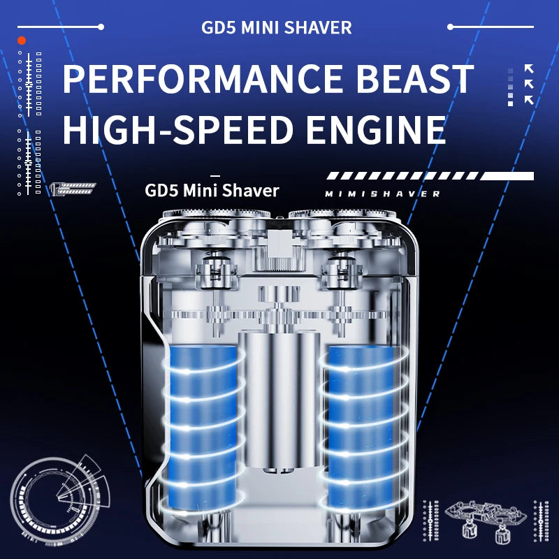 XMSJ Mini Rotary Electric Shaver – Digital Display & Dual Blades