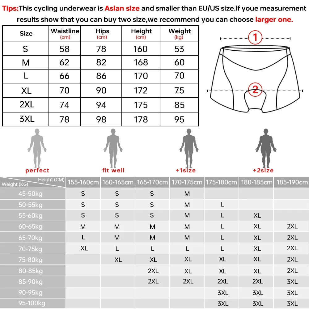 X-TIGER Men's 5D Gel Padded MTB Cycling Boxer Shorts