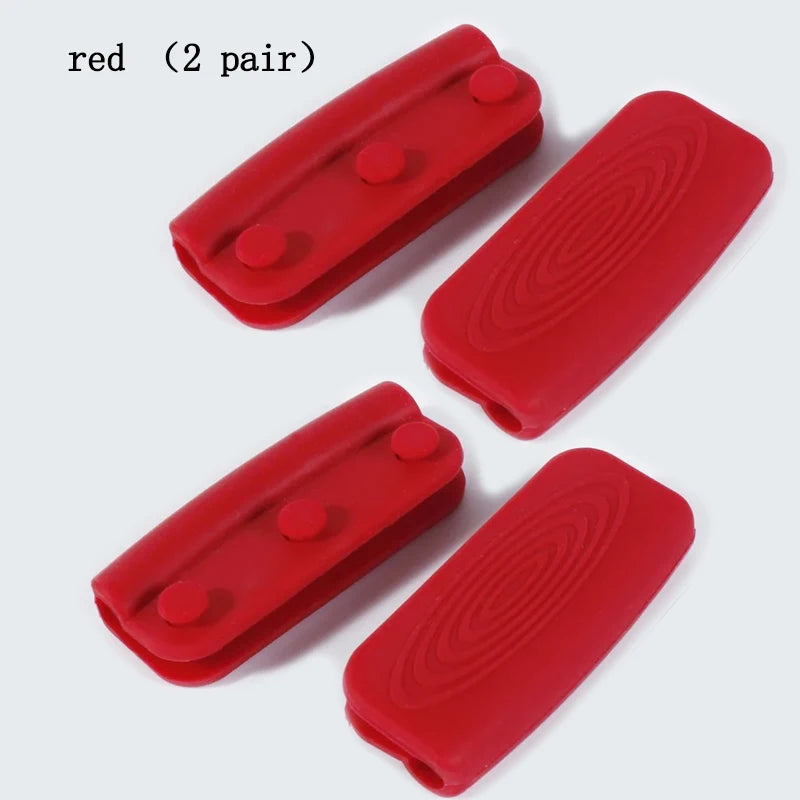 2/8 Silicone Pan Handle Cover Heat Insulation Covers Pot Ear Clip Non-slip Steamer Casserole Pan Handle Holder Kitchen Tools Peaceful Pleasures Health and Wellness red 2pair