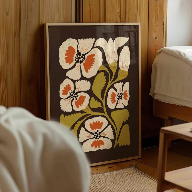 Retro Matisse Botanical Flower Canvas Wall Art Print | Decor
