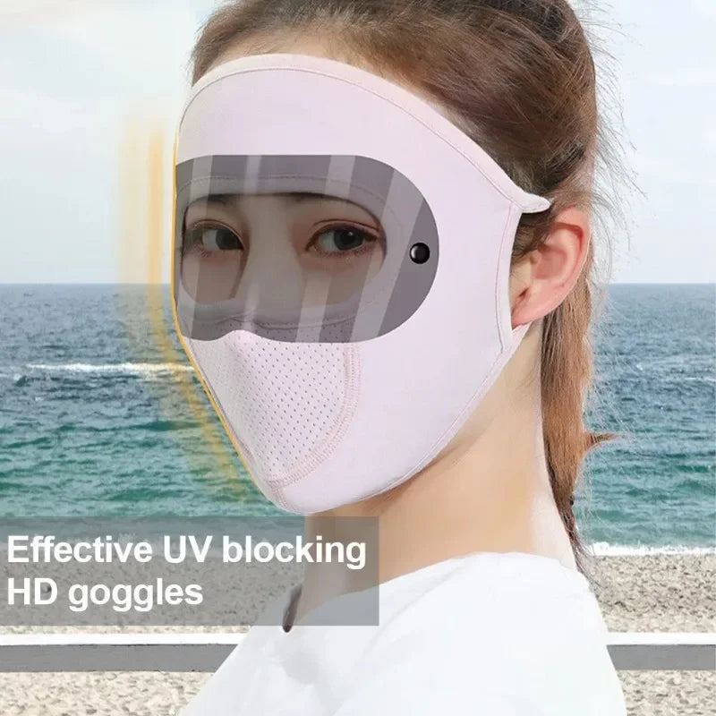 UPF 50+ Full Face Cover Mask with Goggles | UV & Dust Shield