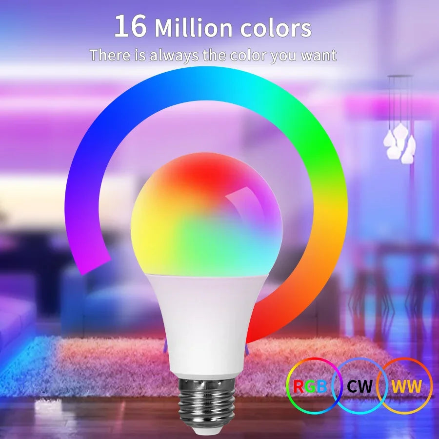 AC85-265V 15W E27 Bluetooth Smart Bulb Tuya Smart Life APP Control RGBCW Colorful Timing Function Dimmable Music Sync Home Decor Peaceful Pleasures Health and Wellness