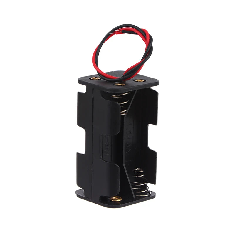 High Quality AA Battery Holder 6V For 4*AA Batteries Black Plastic Storage Box AA Battery Case Dual Layers With Wire Lead Peaceful Pleasures Health and Wellness Black