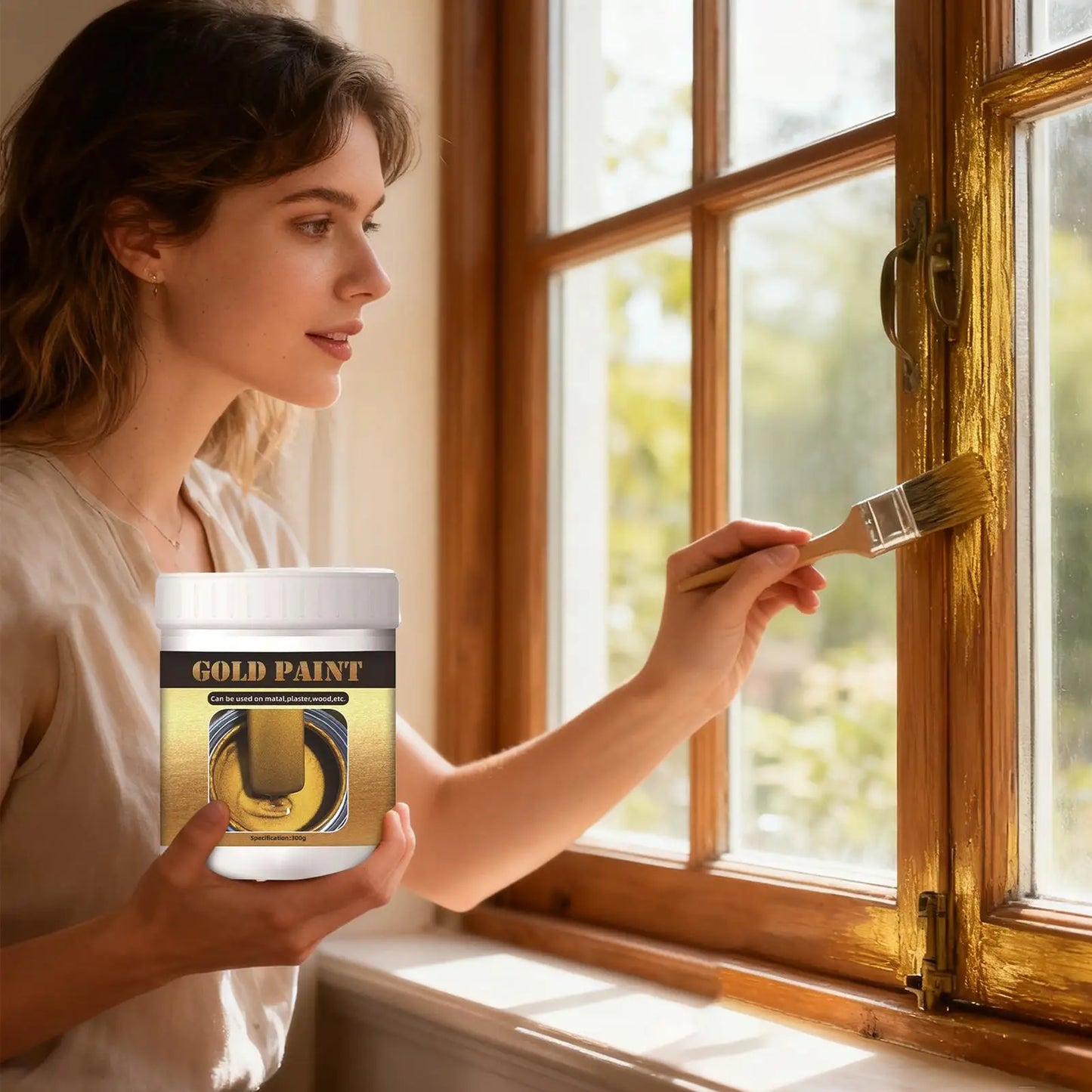 Gold Craft Paint 300g Water-Based Metallicliquid Paint For Wood, Metal, Fabric & Furniture, DIY Painting Supplies, Iron Railing Peaceful Pleasures Health and Wellness