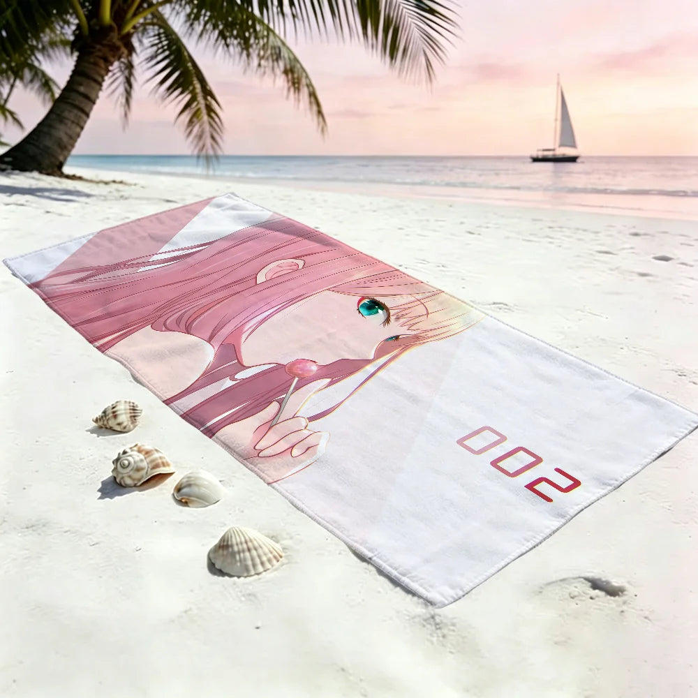 Zero Two Anime Quick-Dry Beach Towel | Soft & Lightweight Anime Beach Towel Peaceful Pleasures Health and Wellness