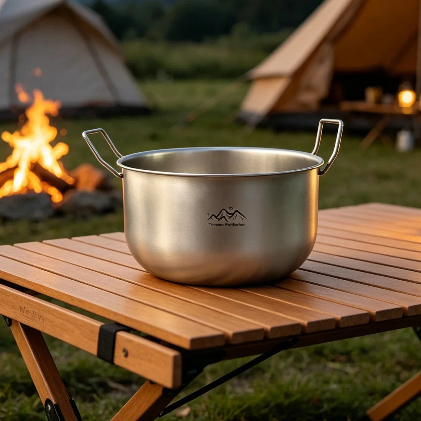 Ultralight Titanium Camping Soup Pot, Portable Foldable Bowl Handle Backpacking Pot for Hiking Trekking Picnic Fishing Cooking Peaceful Pleasures Health and Wellness