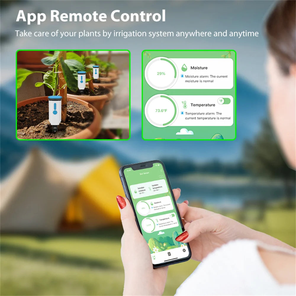 Tuya WiFi Smart Soil Sensor IP66 Waterproof BT 5.0 Garden Automatic Temperature Moisture Detection Smart Scene linkage For Plant Peaceful Pleasures Health and Wellness