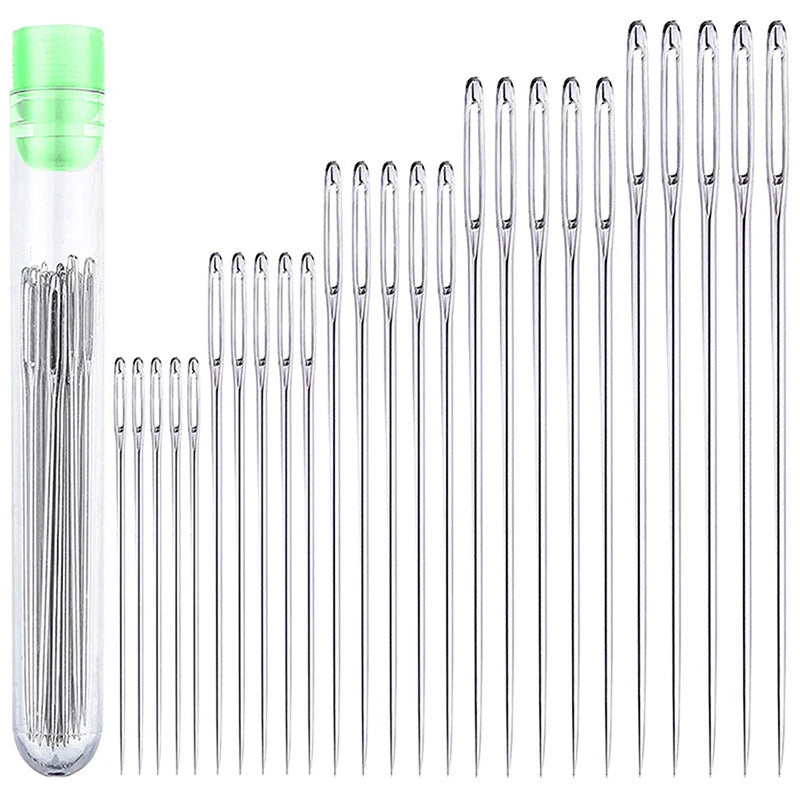 25Pcs Large Eye Sewing Needles Set – Yarn Leather Steel