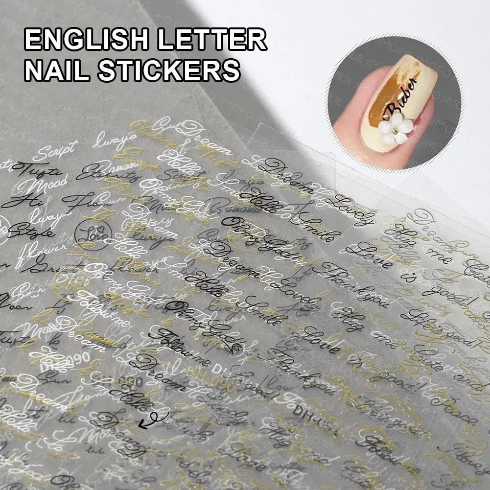 3D English Words Nail Art Stickers – DIY Nail Decals Peaceful Pleasures Health and Wellness