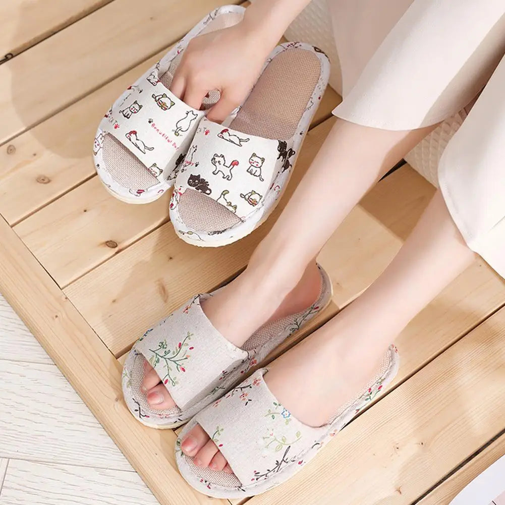 Women Flax Slippers - Breathable Indoor Sandals Peaceful Pleasures Health and Wellness