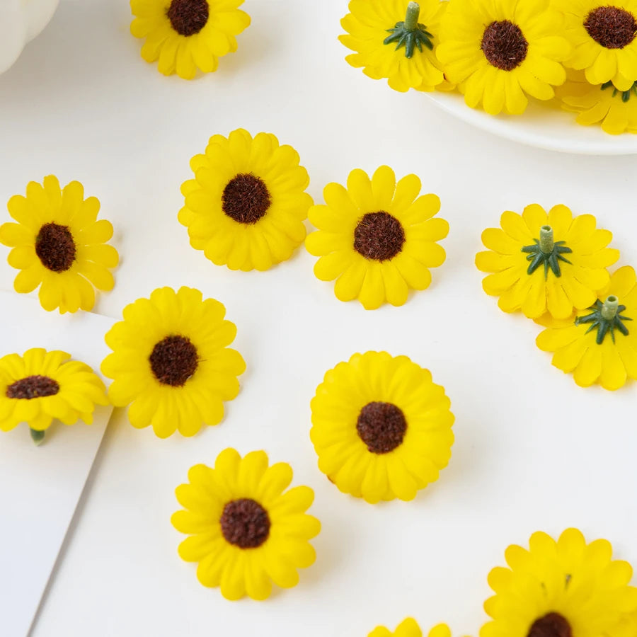 Artificial Silk Sunflowers 50/100pcs – Crafts, Wedding & Home Decor