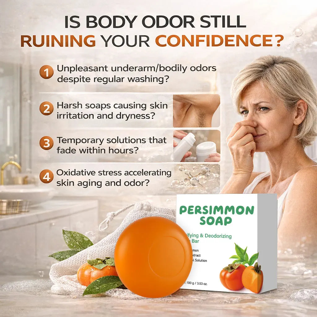 1/3/5PCS Persimmon & Green Tea Soap Bar for Body Odor, Natural Deodorizing For Unisex ,Gentle on All Skin Types Body Odor Soap Peaceful Pleasures Health and Wellness