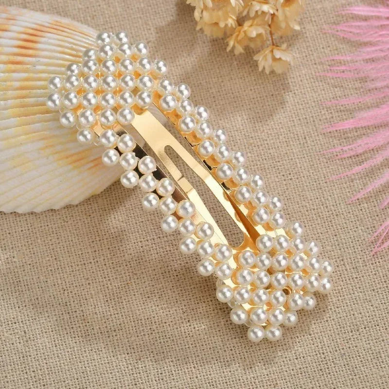 10pcs Pearl Flower Hair Clips Barrettes Set for Women & Girls