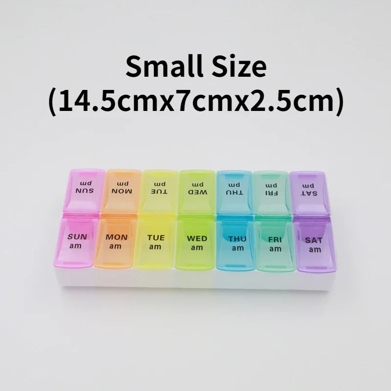 New Weekly Portable Travel Pill Cases Box 7 Days Organizer 14 Grids Pills Container Storage Tablets Vitamins Medicine Fish Oils Peaceful Pleasures Health and Wellness NO.7